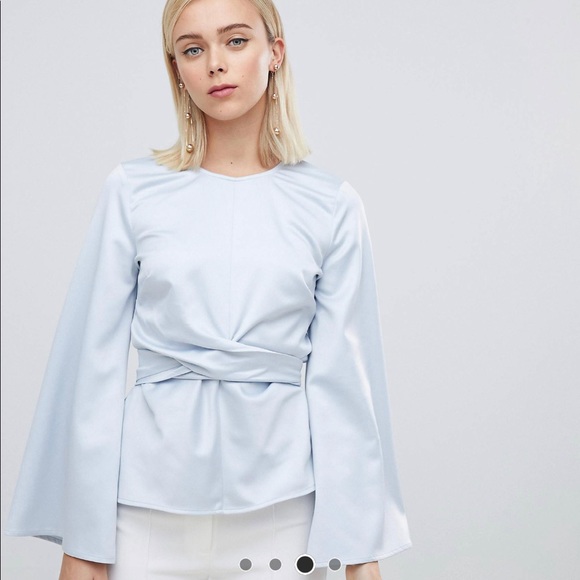 ASOS Design Long Sleeve top with Tie Front and Bell Sleeve Sz. 10 - Picture 3 of 8